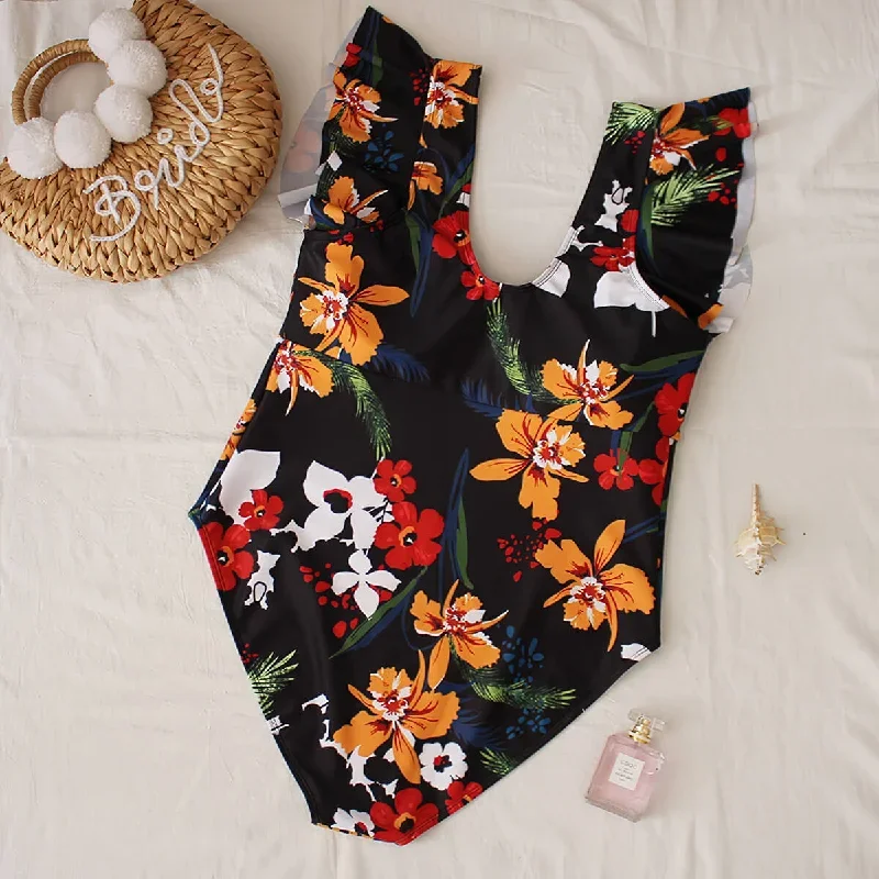 plus-size-ruffle-swimsuit-flower-printed