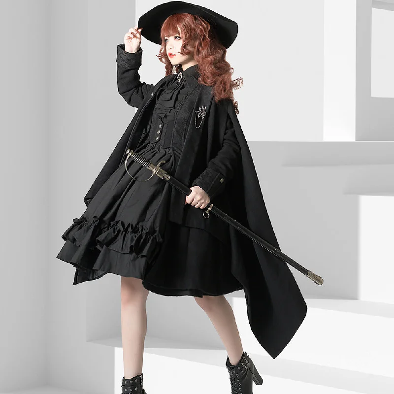 Black Knight's Black Tweed Cape Cloak