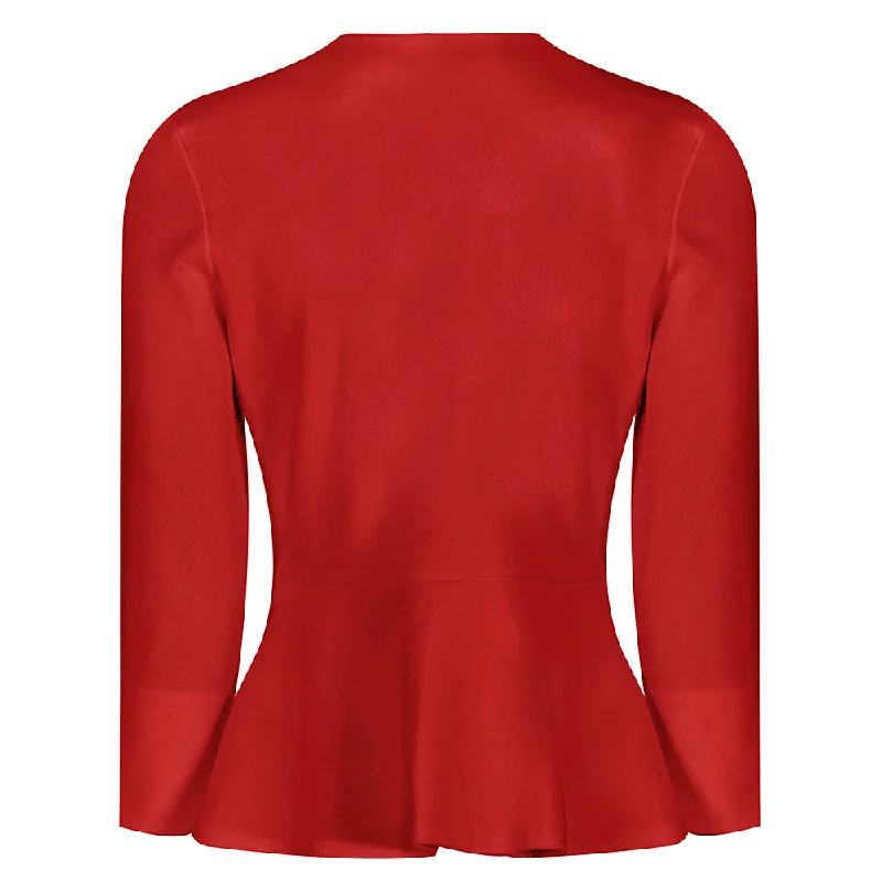 red-long-sleeve-tie-front-top