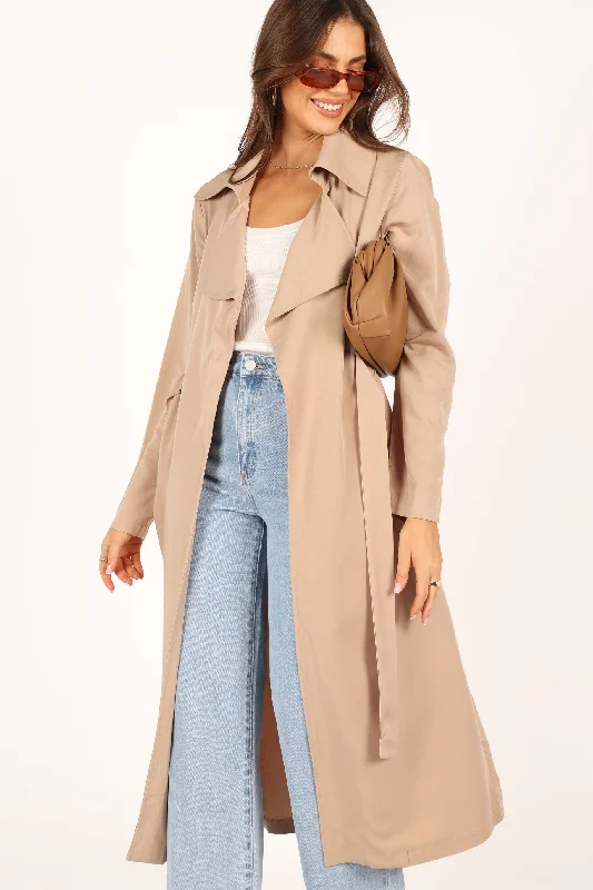 Robyn Tie Front Trench Coat - Beige