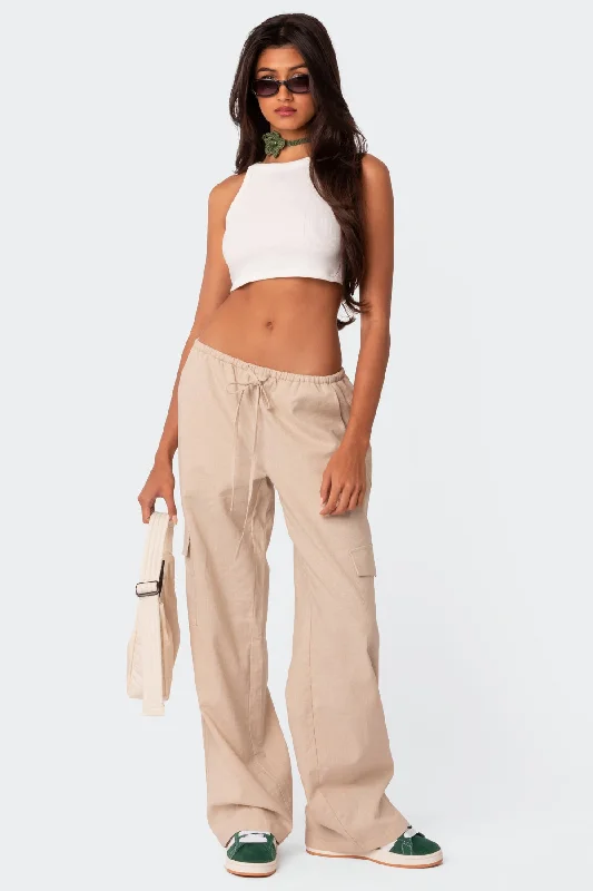 Lyric Linen Look Cargo Pants