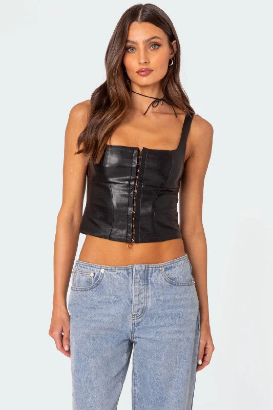 Simone Faux Leather Corset