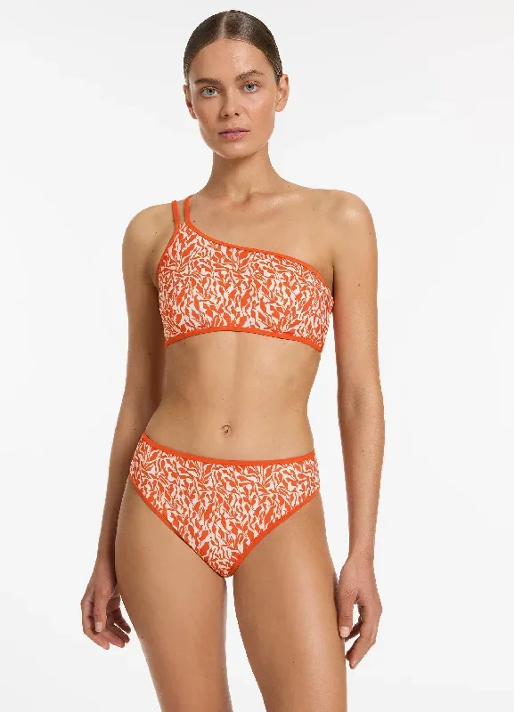 Sereno Ditsy Full Coverage Bikini Bottom - Coral