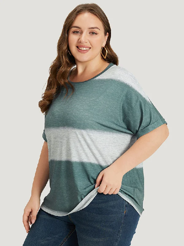 striped-contrast-roll-dolman-sleeve-t-shirt