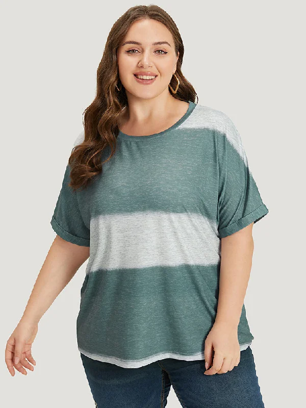 striped-contrast-roll-dolman-sleeve-t-shirt