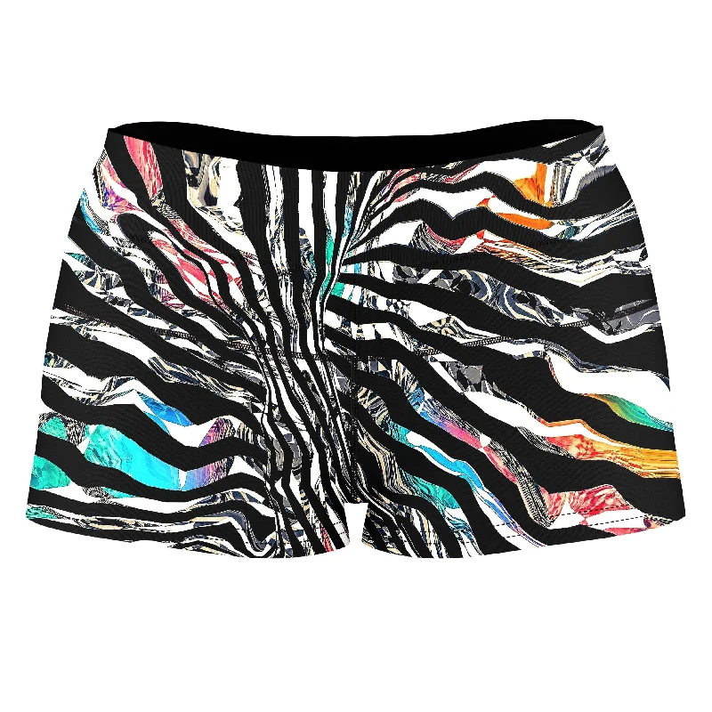 Stripped Chaos High-Waisted Women's Shorts