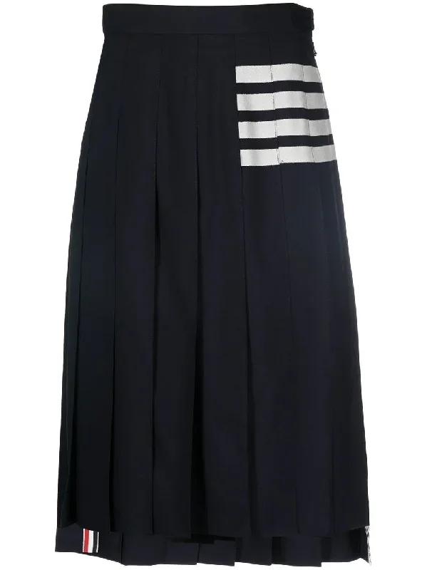 Twill Pleated Midi Skirt