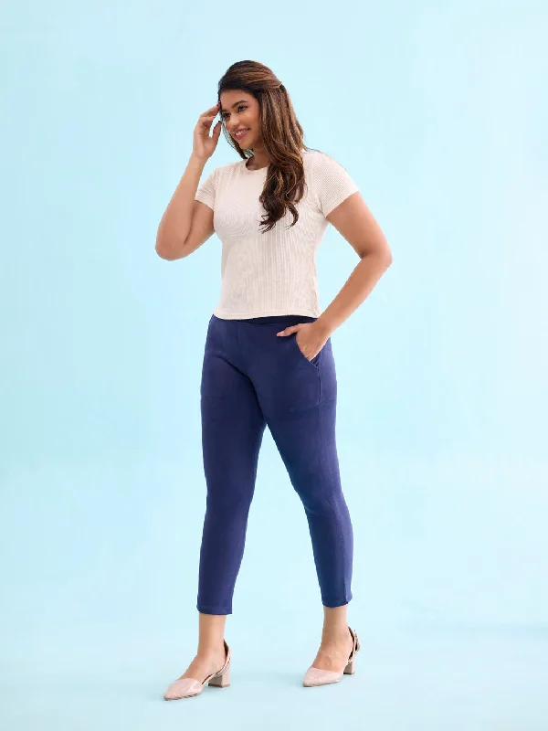 women-solid-navy-mid-rise-suede-treggings