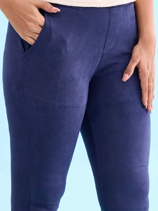 women-solid-navy-mid-rise-suede-treggings